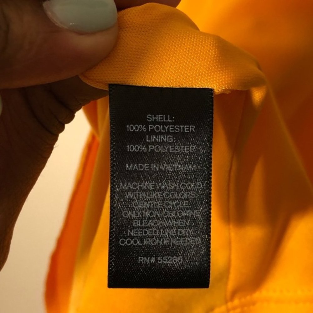 Express Yellow High-neck Flowing Fit & Flare Dress - Picture 7 of 7